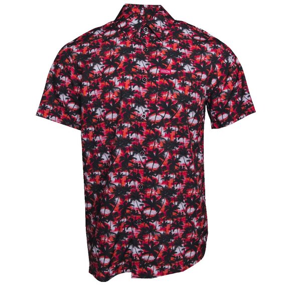 Dixxon Flannel Daiquiri Dream Aloha Hawaiian Tropical Palm Tree Pink Black Shirt - Picture 1 of 5